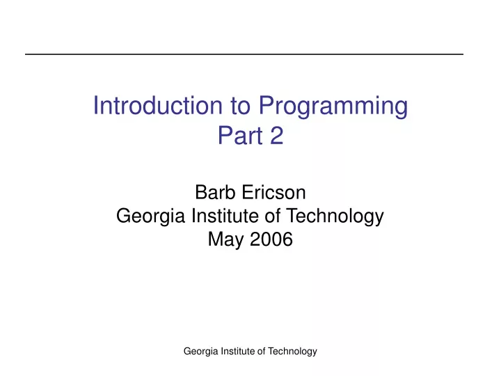 introduction to programming part 2