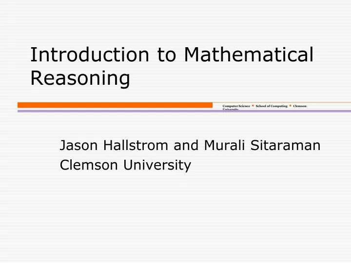 introduction to mathematical reasoning