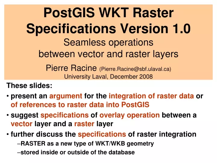 postgis wkt raster specifications version