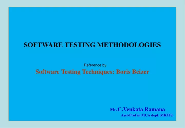 software testing methodologies reference