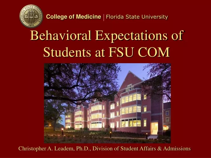 behavioral expectations of students at fsu com