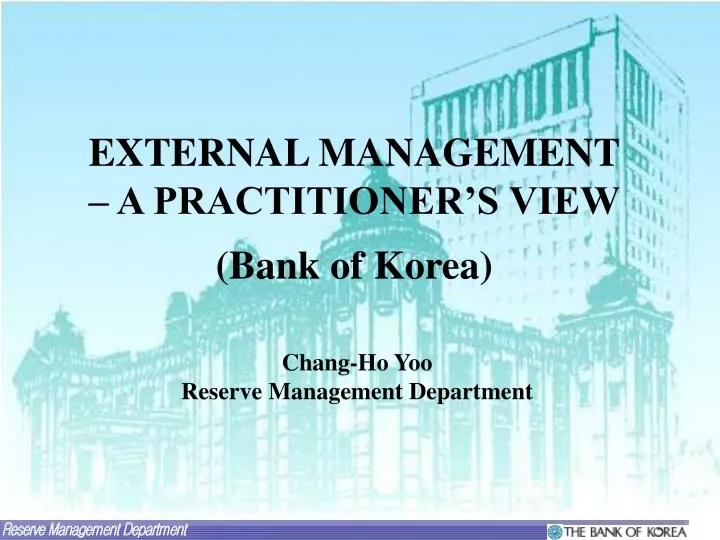 external management a practitioner s view bank