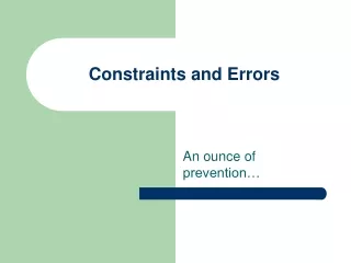 Constraints and Errors