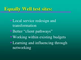 Equally Well test sites: