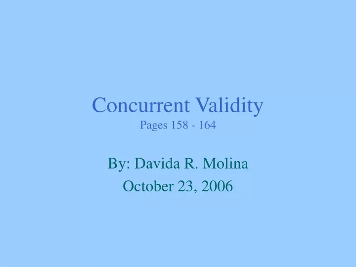 concurrent validity pages 158 164