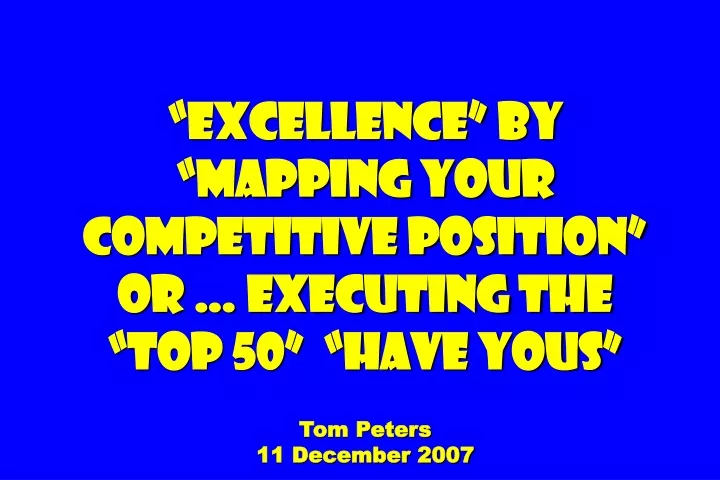 excellence by mapping your competitive position