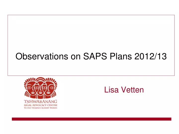 observations on saps plans 2012 13