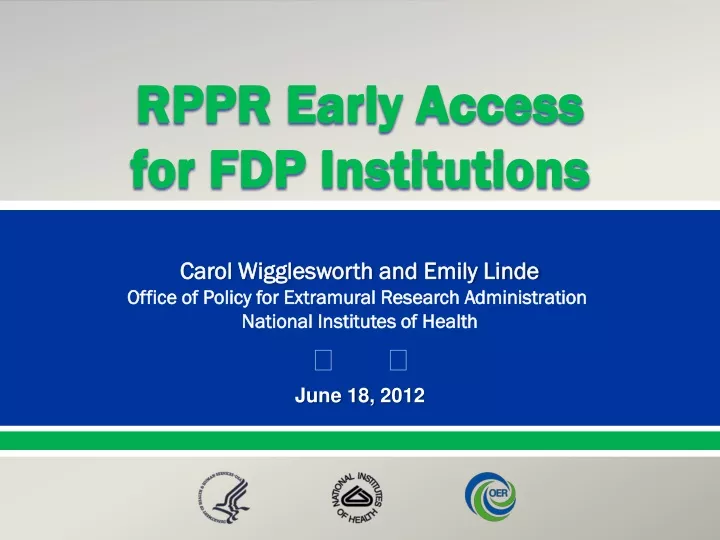 rppr early access for fdp institutions