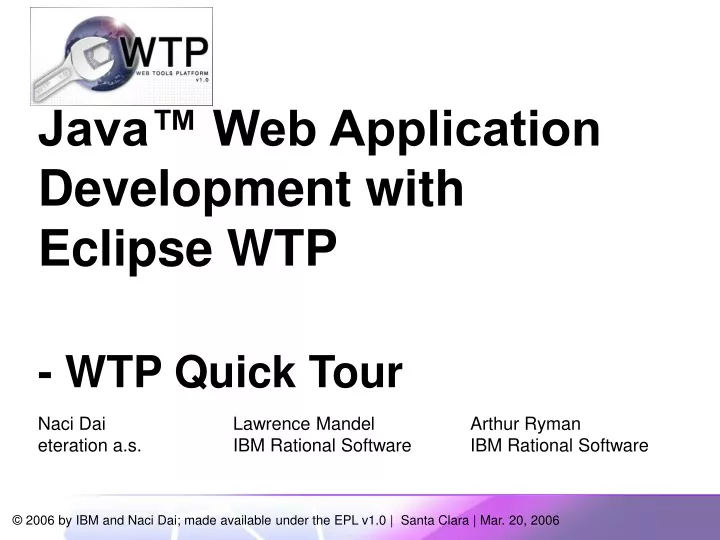 java web application development with eclipse wtp wtp quick tour