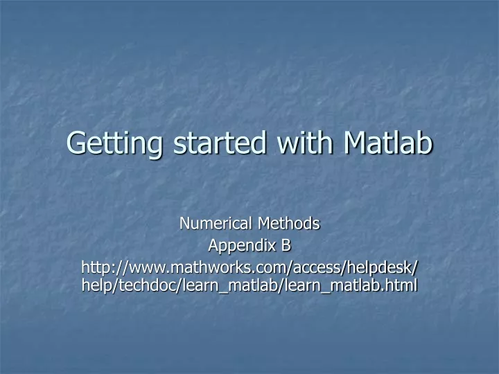 getting started with matlab