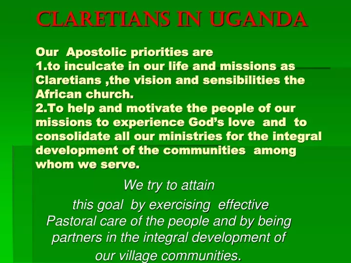 claretians in uganda our apostolic priorities