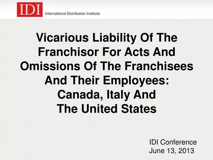 vicarious liability of the franchisor for acts