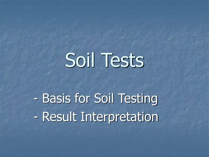 soil tests