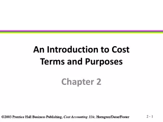 An Introduction to Cost Terms and Purposes