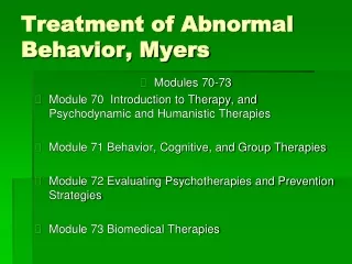 Treatment of Abnormal Behavior, Myers