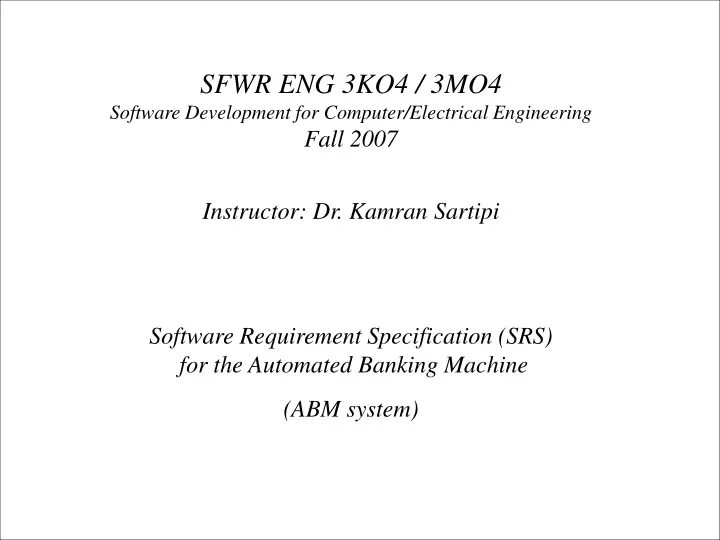 sfwr eng 3ko4 3mo4 software development