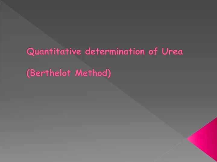 quantitative determination of urea berthelot method