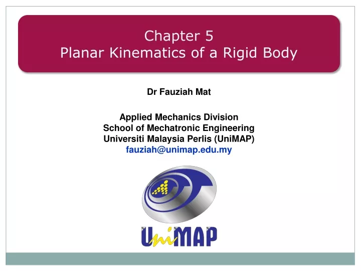 chapter 5 planar kinematics of a rigid body