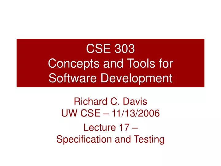 cse 303 concepts and tools for software development