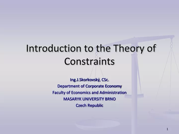 introduction to the theory of constraints