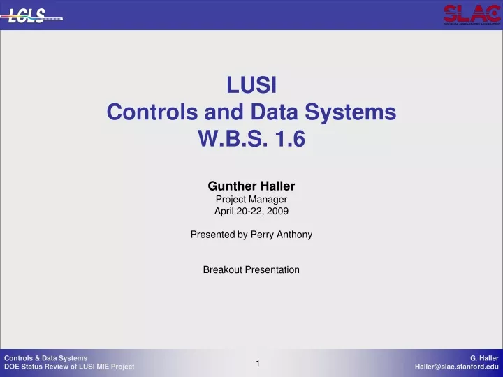 lusi controls and data systems w b s 1 6