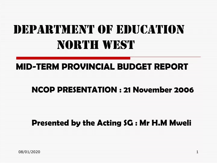 department of education north west mid term provincial budget report