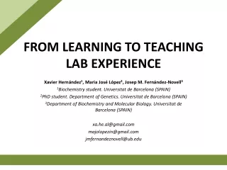 FROM LEARNING TO TEACHING LAB  EXPERIENCE