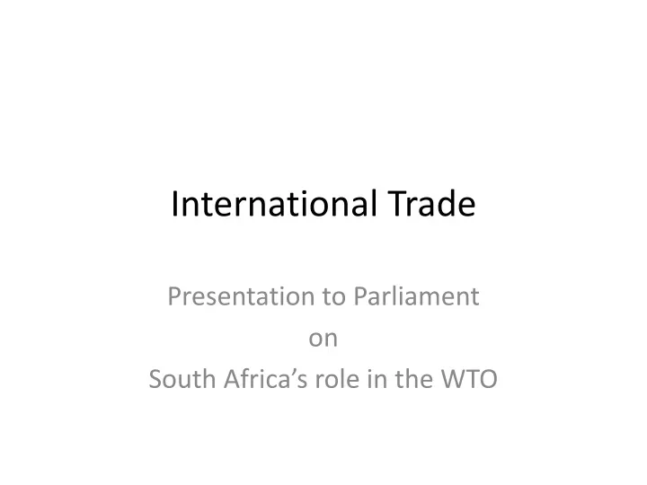 international trade