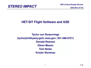 HET/SIT Flight Software and GSE