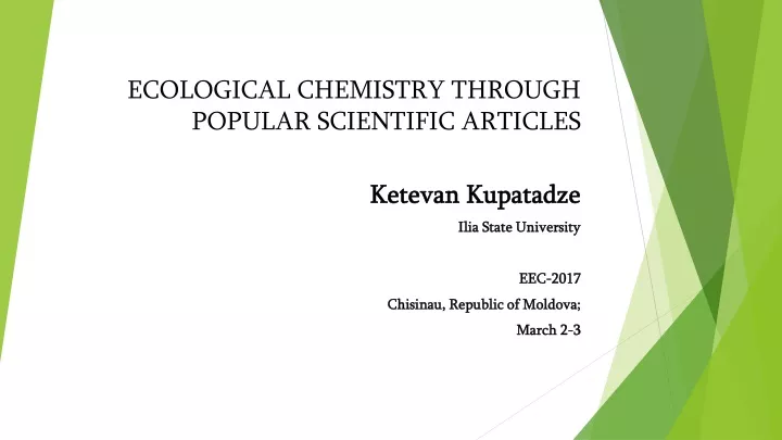 ecological chemistry through popular scientific articles