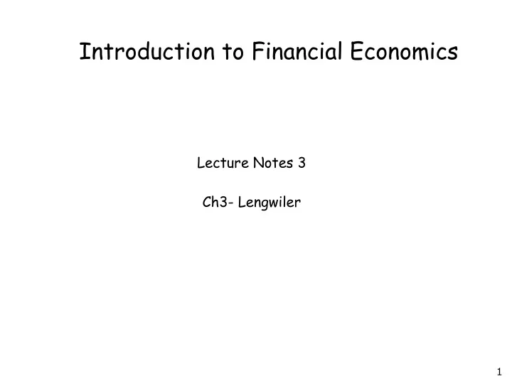 introduction to financial economics