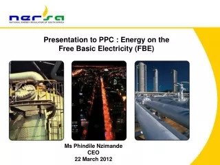 Presentation to PPC : Energy on the  Free Basic Electricity (FBE)