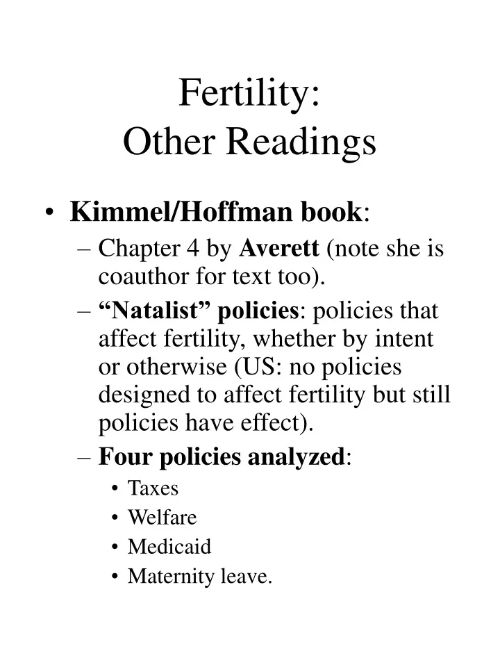 fertility other readings