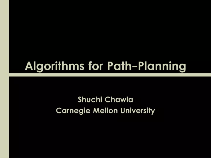 algorithms for path planning