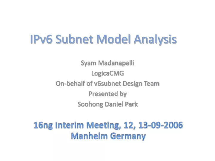 ipv6 subnet model analysis