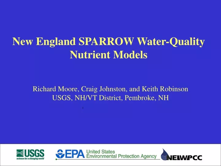 new england sparrow water quality nutrient models