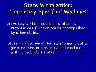 State Minimization: Completely Specified Machines