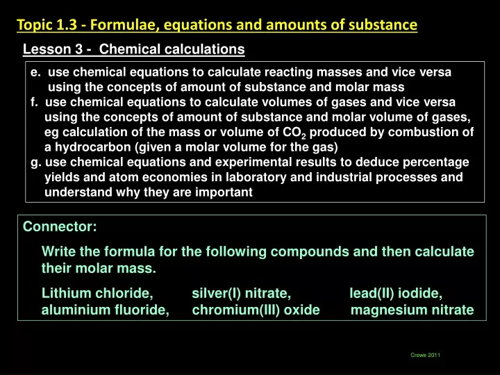 topic 1 3 formulae equations and amounts