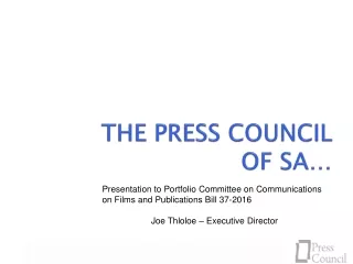 THE PRESS COUNCIL  OF SA…