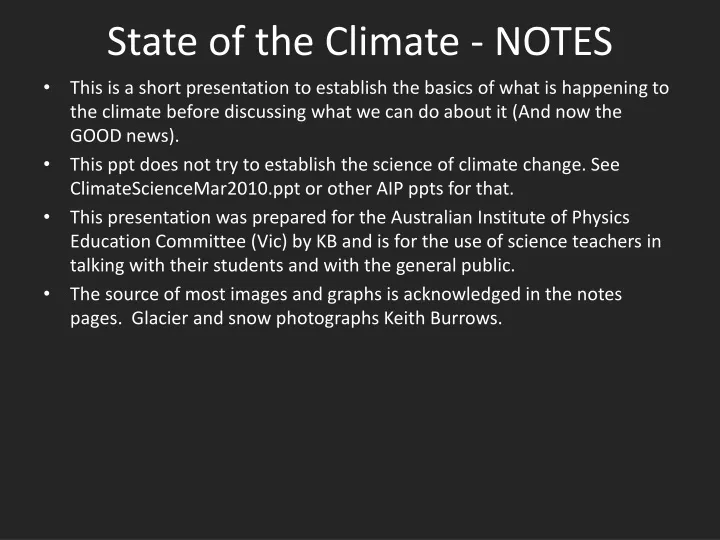 state of the climate notes