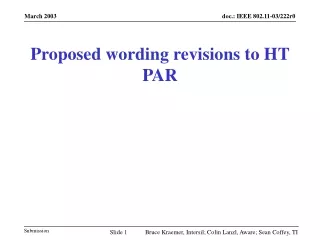 Proposed wording revisions to HT PAR