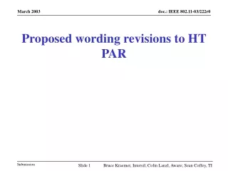 proposed wording revisions to ht par