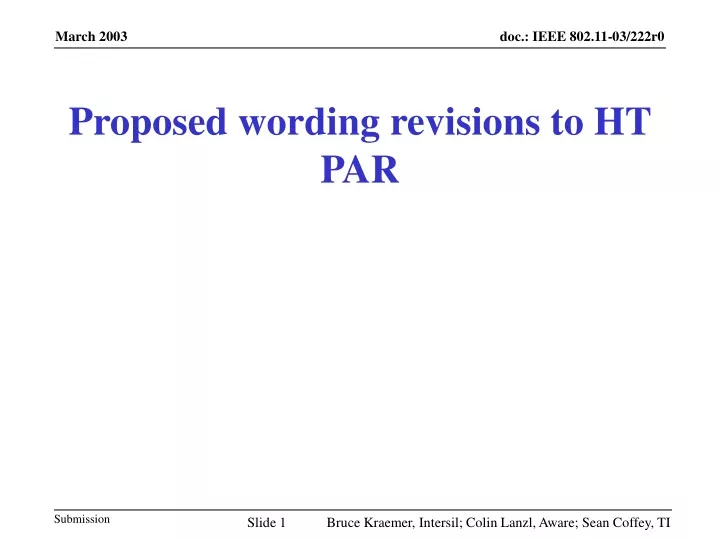 proposed wording revisions to ht par