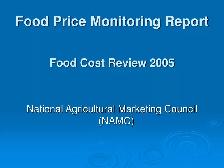 food price monitoring report