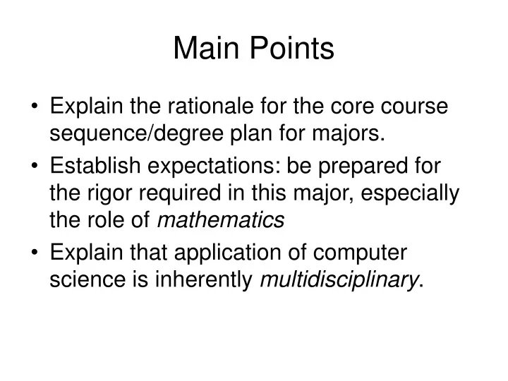 main points