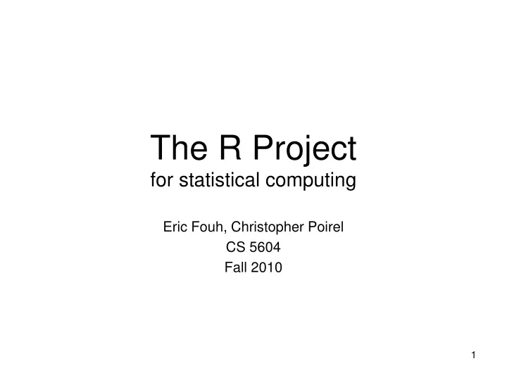 the r project for statistical computing