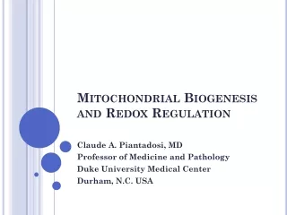 Mitochondrial Biogenesis and Redox Regulation