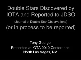 Tony George Presented at IOTA 2012 Conference North Las Vegas, NV