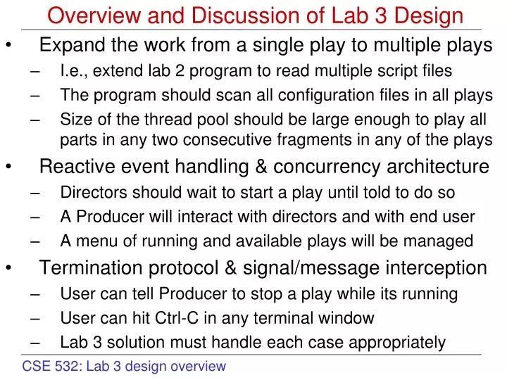 overview and discussion of lab 3 design