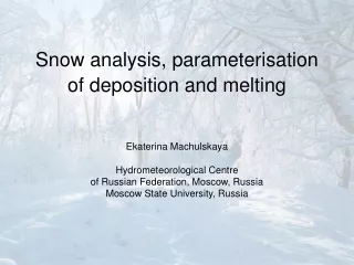 Snow analysis, parameterisation  of deposition and melting